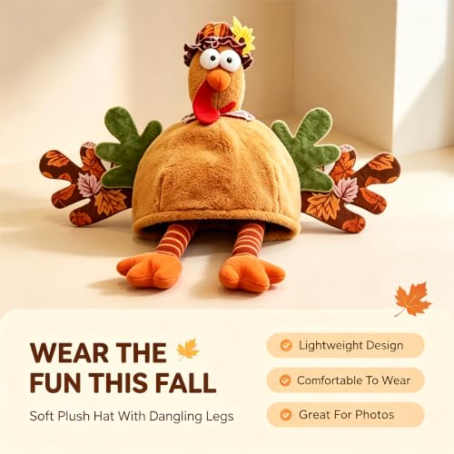 2-Piece Plush Turkey Hat Set – Funny Thanksgiving Headwear for Parties