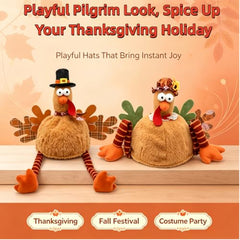 2-Piece Plush Turkey Hat Set – Funny Thanksgiving Headwear for Parties