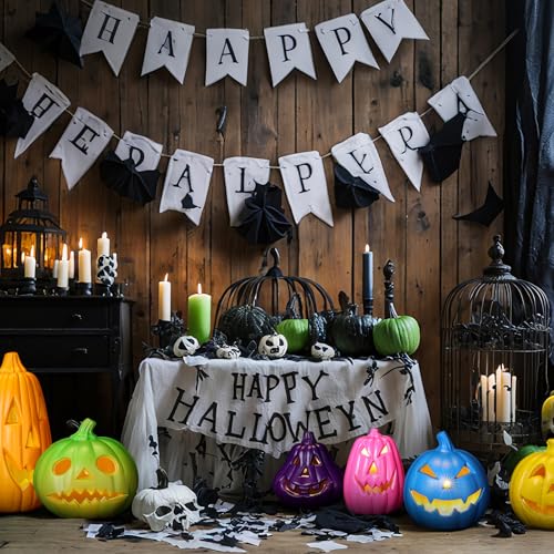 Tujoe Halloween Pumpkin Lantern Set Light up LED