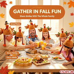 2-Piece Plush Turkey Hat Set – Funny Thanksgiving Headwear for Parties