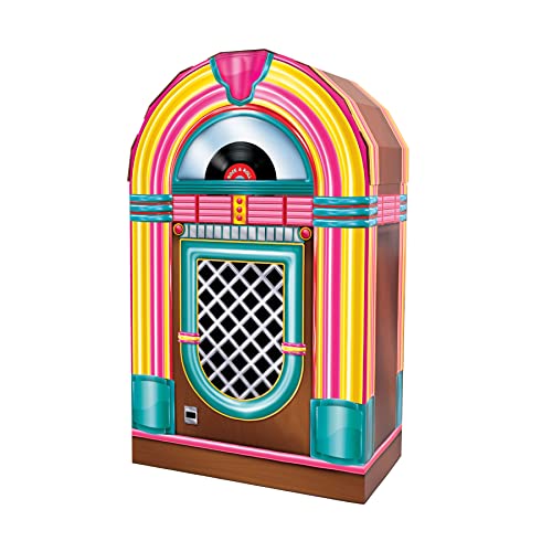 3D Cardboard Jukebox Photo Prop – Vintage 50s Rock & Roll Party Decor