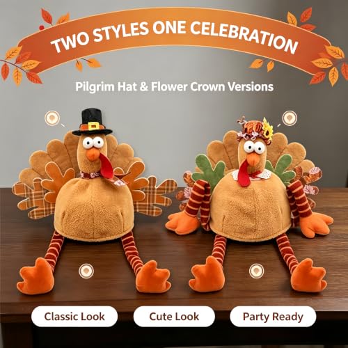 2-Piece Plush Turkey Hat Set – Funny Thanksgiving Headwear for Parties