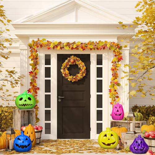 Tujoe Halloween Pumpkin Lantern Set Light up LED