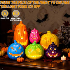 Tujoe Halloween Pumpkin Lantern Set Light up LED
