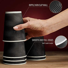 12oz Insulated Disposable Coffee Cups with Lids & Straws – Paper Cups for Hot Drinks