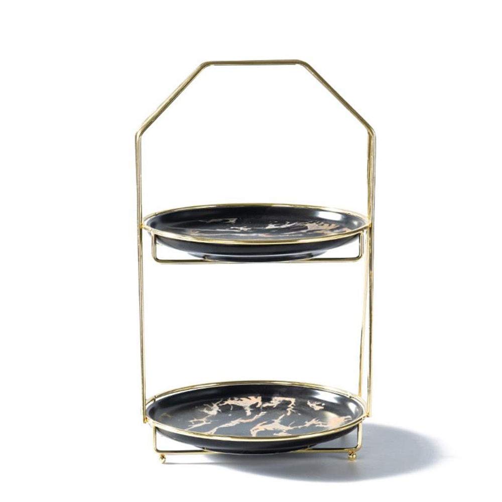 Two-Tone Metal Cake Stand – Round Dessert & Fruit Display for Weddings & Parties