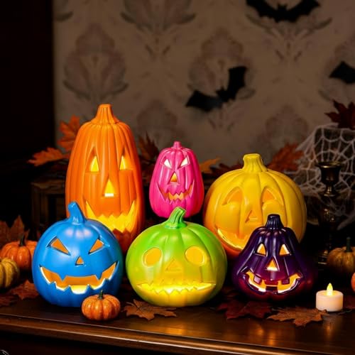Tujoe Halloween Pumpkin Lantern Set Light up LED