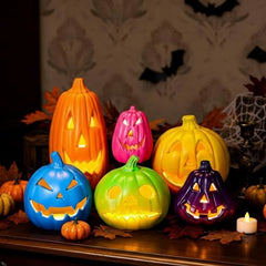 Tujoe Halloween Pumpkin Lantern Set Light up LED