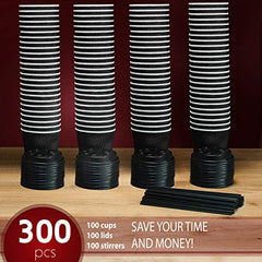 12oz Insulated Disposable Coffee Cups with Lids & Straws – Paper Cups for Hot Drinks