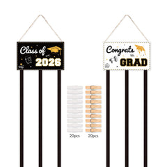 2026 Graduation Photo Frame Banner – Black Gold Party Decoration