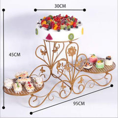 3-Tier Gold Metal Cake Stand – Dessert & Fruit Display for Weddings & Parties