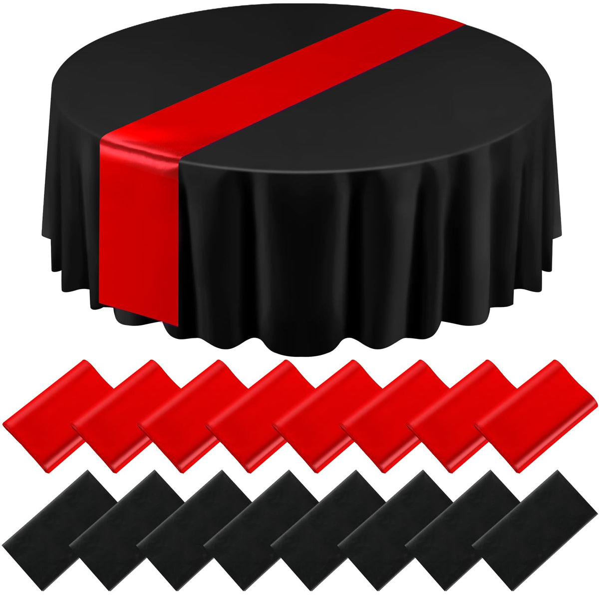 16-Piece Christmas Tablecloth & Satin Runner Set – Round Table Covers for Parties & Events