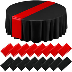 16-Piece Christmas Tablecloth & Satin Runner Set – Round Table Covers for Parties & Events
