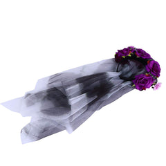 Halloween Skull Rose Headband with Veil – Gothic Floral Party Accessory