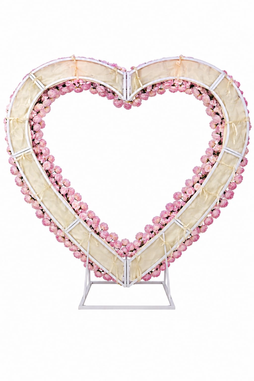 Pink Heart Flower Arch – Wedding Backdrop Decoration with Base