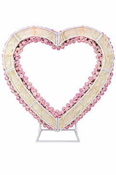 Pink Heart Flower Arch – Wedding Backdrop Decoration with Base