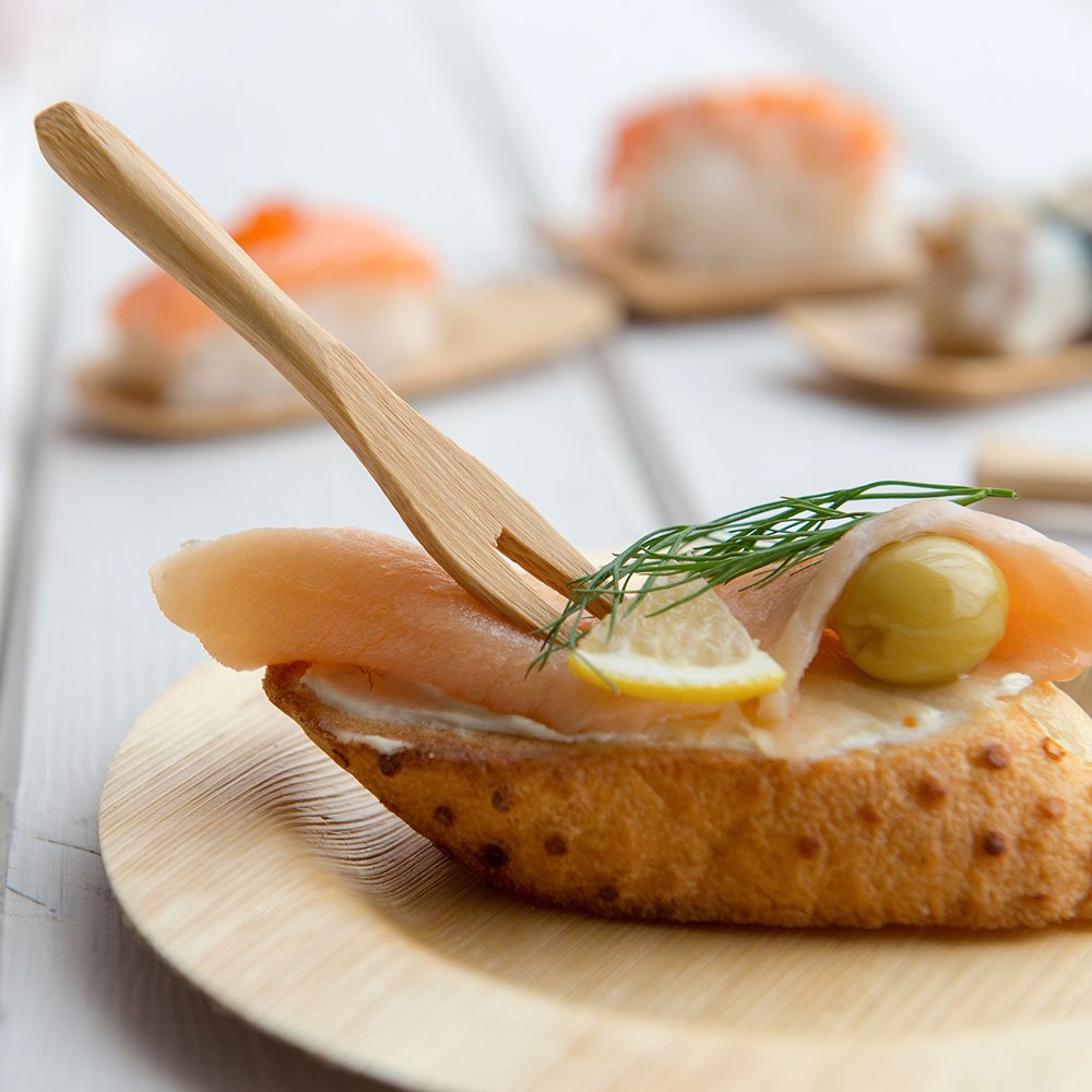 2.3" Square Bamboo Plates & 3.5" Tasting Forks – Disposable Mini Tableware for Parties & Catering