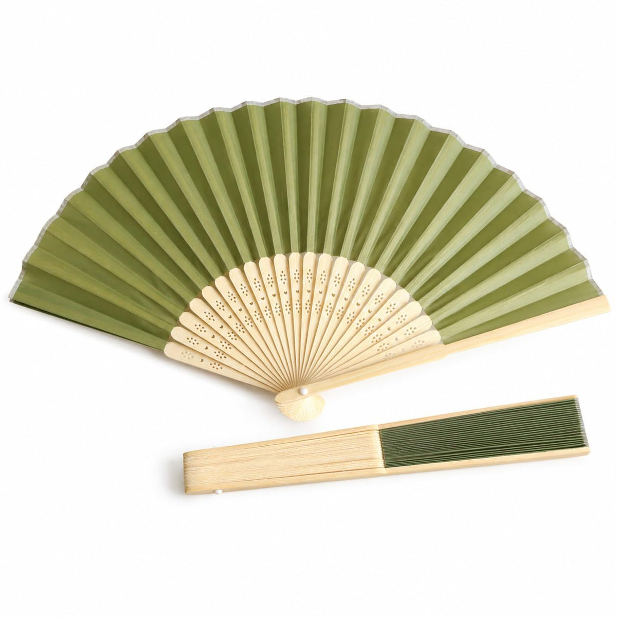 100 PCS Sage Green Wedding Fans – Bamboo Folding Hand Fans for Guests & Party Favors
