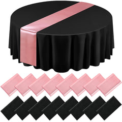 16-Piece Christmas Tablecloth & Satin Runner Set – Round Table Covers for Parties & Events