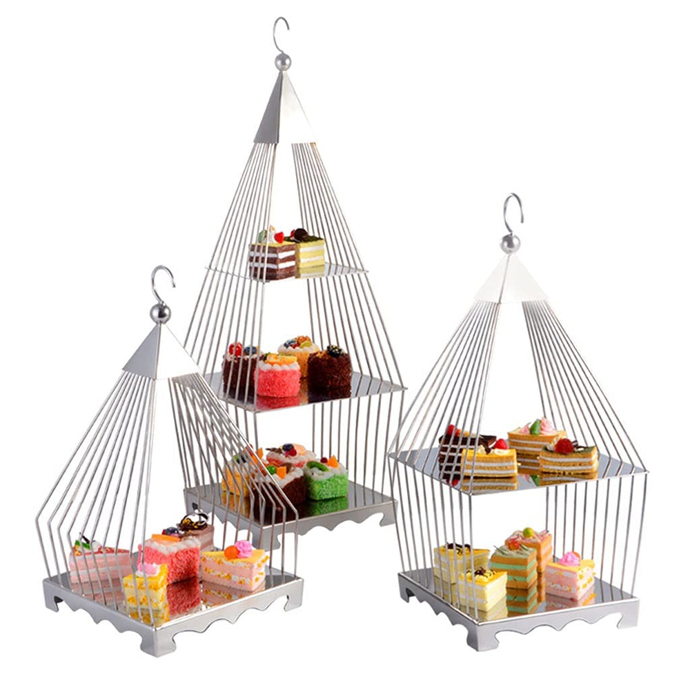 Stainless Steel Birdcage Cake Stand Set – Dessert Display for Tea Parties & Events