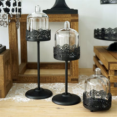 Black Cake Stand & Cupcake Tray Set – Lace Edge Dessert Display for Parties