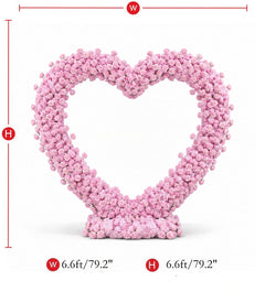 Pink Heart Flower Arch – Wedding Backdrop Decoration with Base
