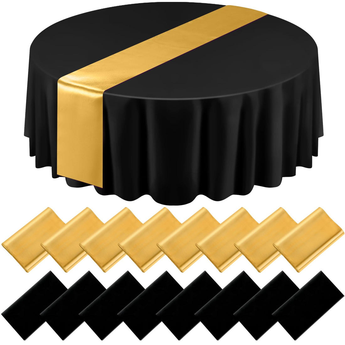 16-Piece Christmas Tablecloth & Satin Runner Set – Round Table Covers for Parties & Events
