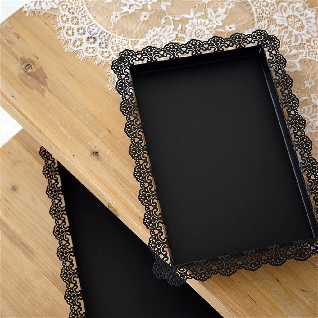 Black Cake Stand & Cupcake Tray Set – Lace Edge Dessert Display for Parties