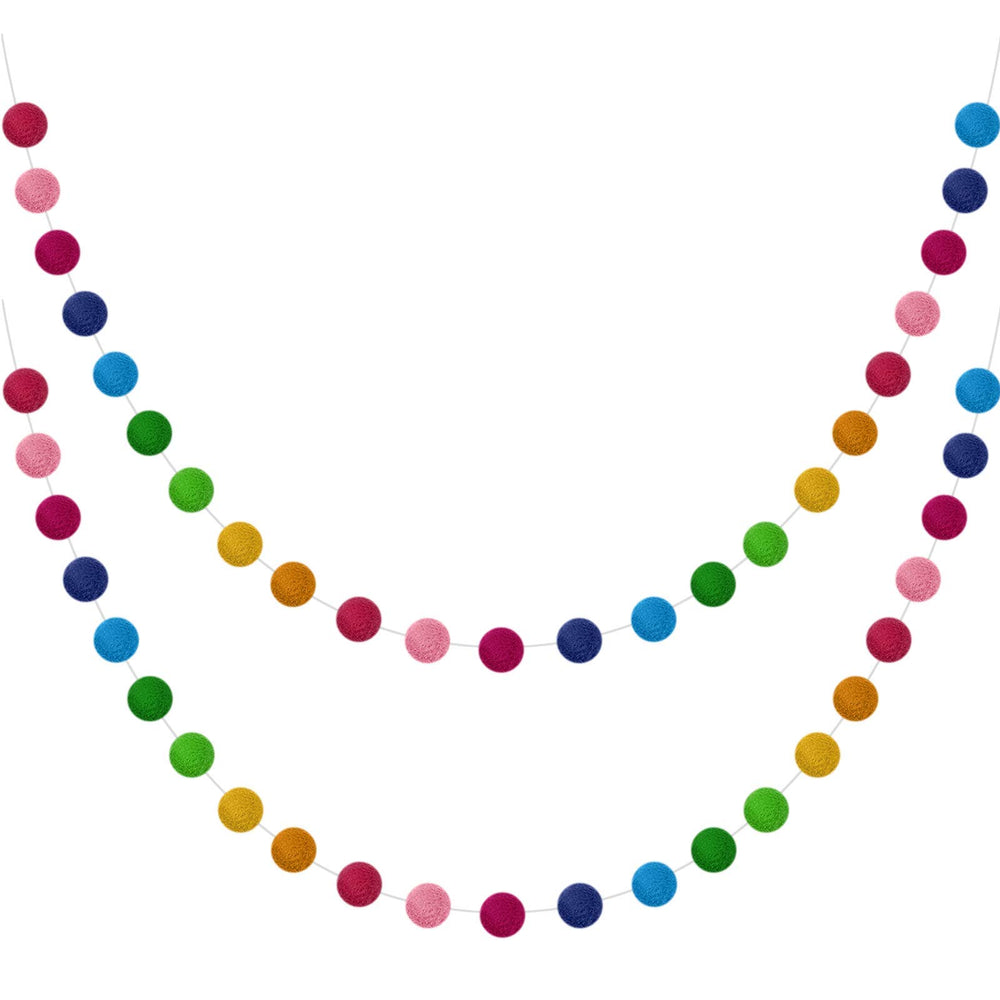 Wool Felt Ball Garland – Colorful Pom Pom Banner for Wall & Christmas Decor