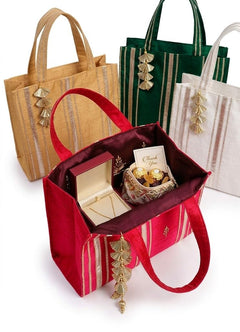 Handmade Silk Tote Bag – Multicolor Ethnic Striped Handbag
