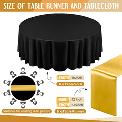 16-Piece Christmas Tablecloth & Satin Runner Set – Round Table Covers for Parties & Events