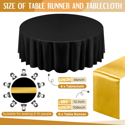 16-Piece Christmas Tablecloth & Satin Runner Set – Round Table Covers for Parties & Events