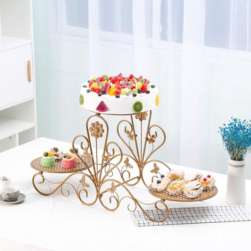 3-Tier Gold Metal Cake Stand – Dessert & Fruit Display for Weddings & Parties