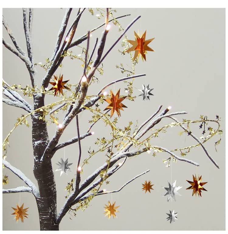 3D Paper Star Garland – Silver Party Decoration Banner