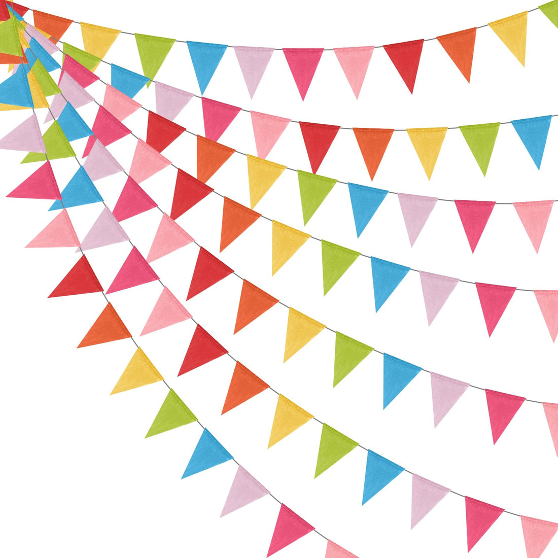 Pastel Pennant Flag Bunting Banner – Fabric Triangle Garland for Birthday & Party Decor