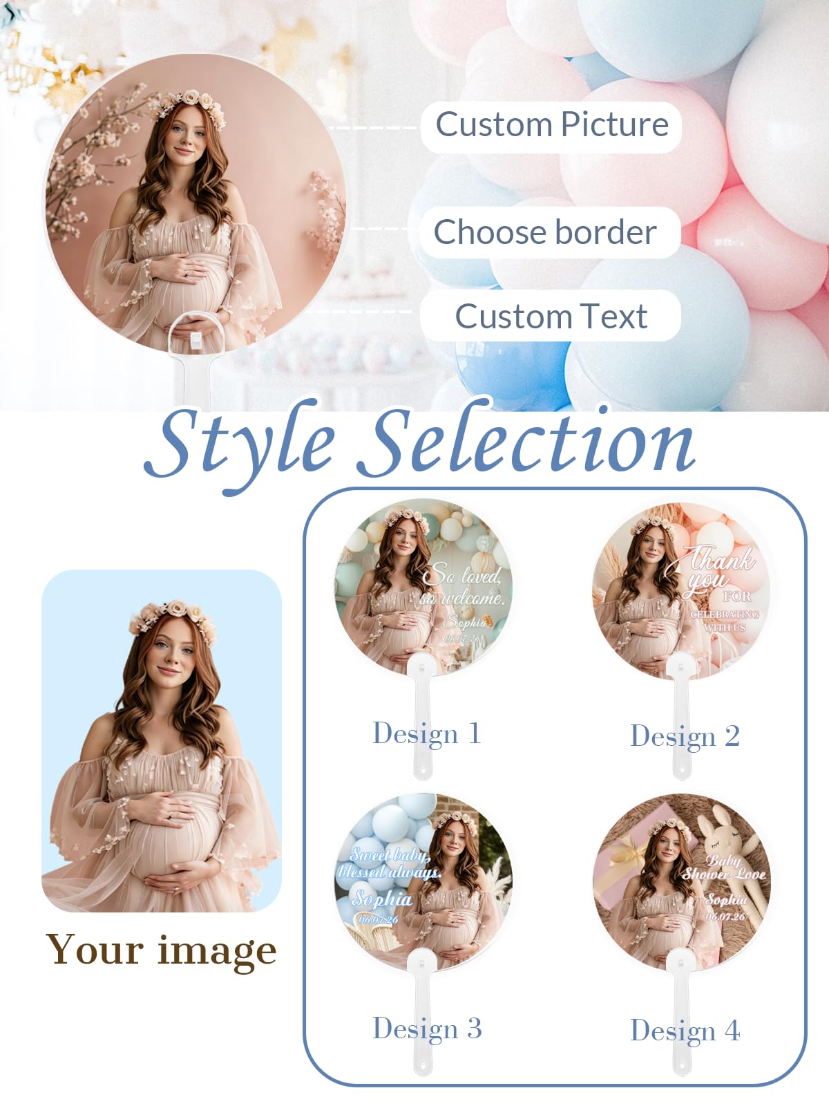 Personalized Baby Shower Hand Fans – Party Favors for Guests