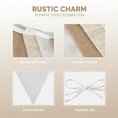 Burlap Banner – Beige Gradient Jute Triangle Flag Garland for Party & Wedding Decor