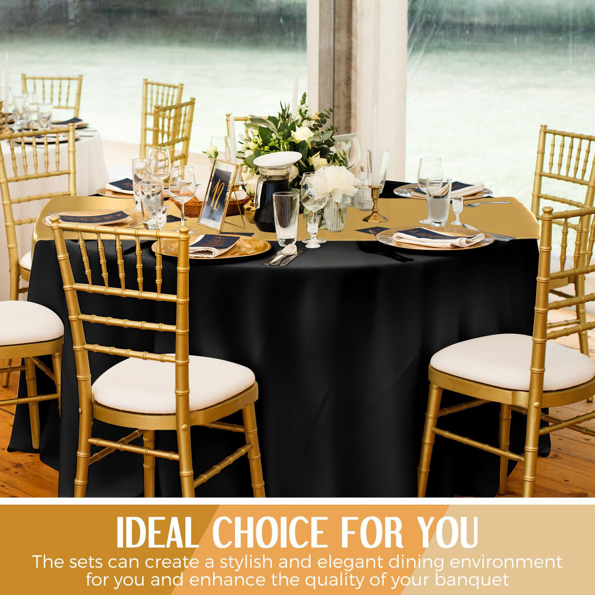 16-Piece Christmas Tablecloth & Satin Runner Set – Round Table Covers for Parties & Events