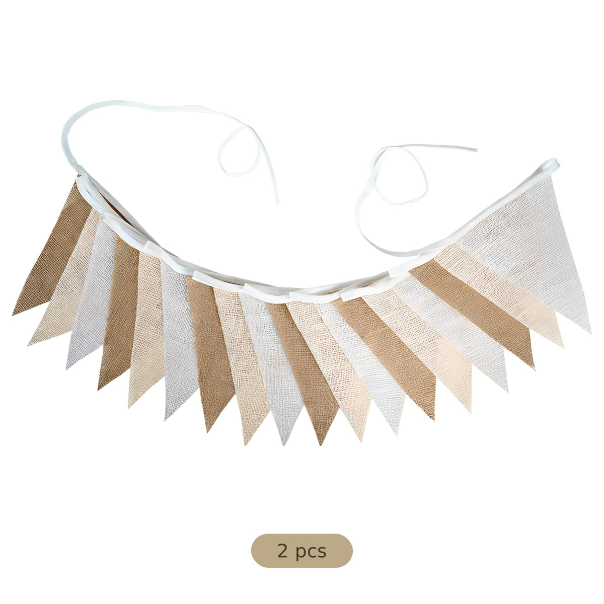 Burlap Banner – Beige Gradient Jute Triangle Flag Garland for Party & Wedding Decor