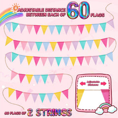 Pastel Burlap Pennant Banner – Triangle Flag Garland for Birthday & Outdoor Party Decor