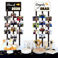 2026 Graduation Photo Frame Banner – Black Gold Party Decoration