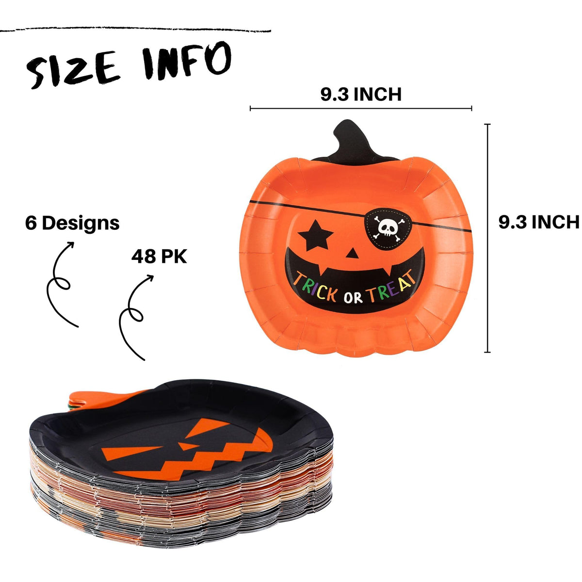 Halloween Pumpkin Paper Plates – 48 Pack Disposable Party Tableware
