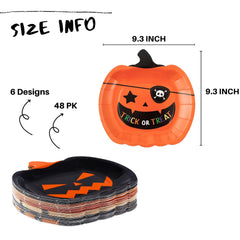 Halloween Pumpkin Paper Plates – 48 Pack Disposable Party Tableware