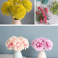 Artificial Flowers with Ceramic Vase – Faux Floral Table Decor for Party & Home
