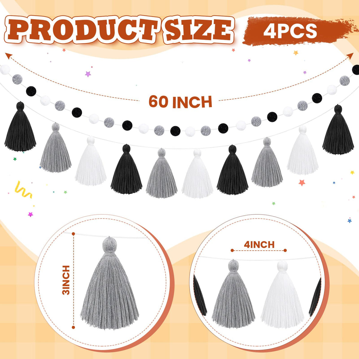 Felt Pom Pom Tassel Garland – Decorative Ball Banner for Birthday & Home Decor