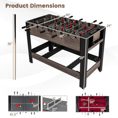 3-in-1 Swivel Game Table – Foosball, Pool & Table Tennis, 49" Indoor Arcade Table