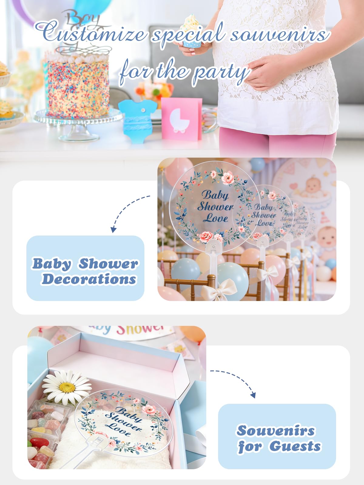 Personalized Baby Shower Hand Fans – Party Favors for Guests