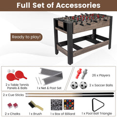 3-in-1 Swivel Game Table – Foosball, Pool & Table Tennis, 49" Indoor Arcade Table