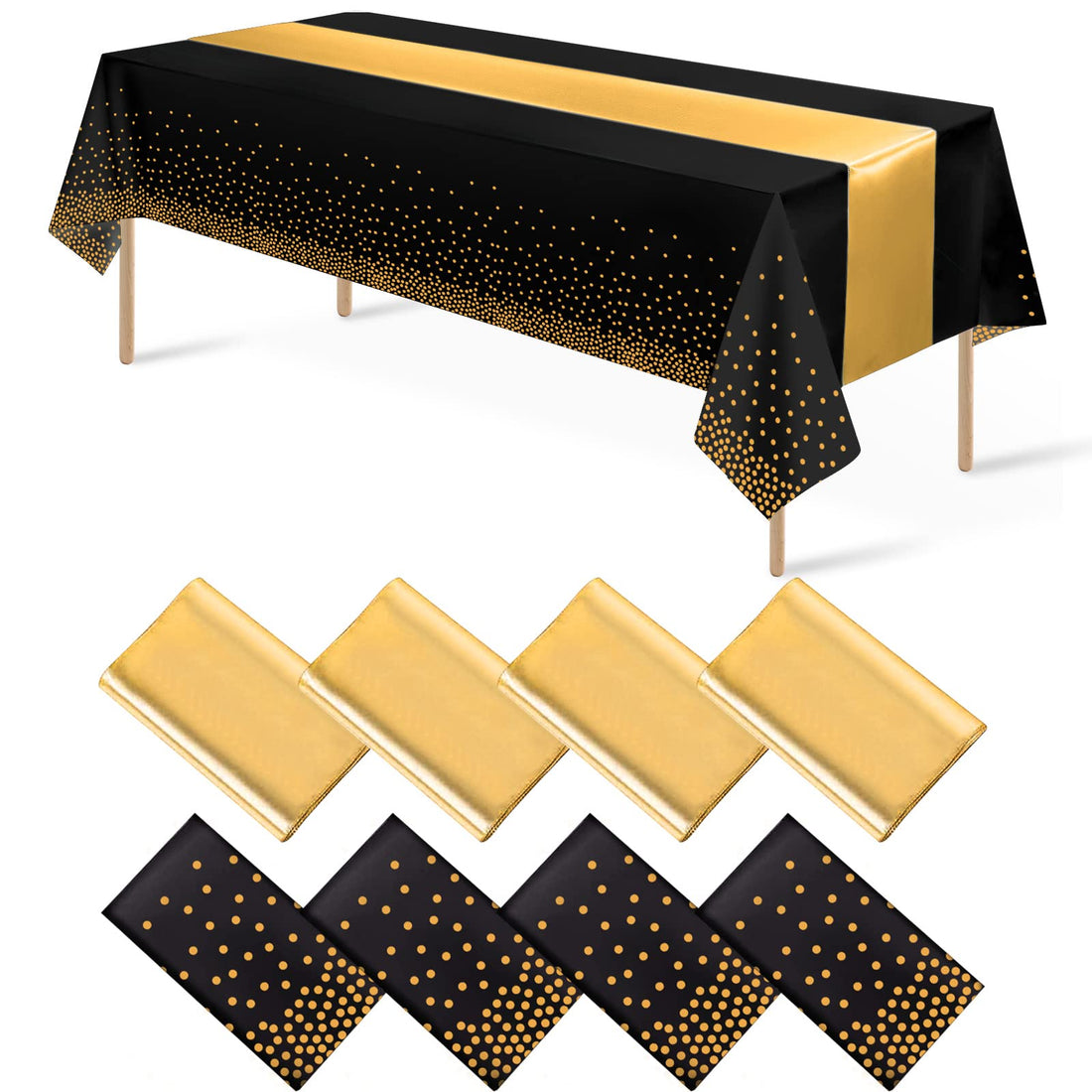 MASHAN 8Pack and 12Pack Tablecloth and Table Runner