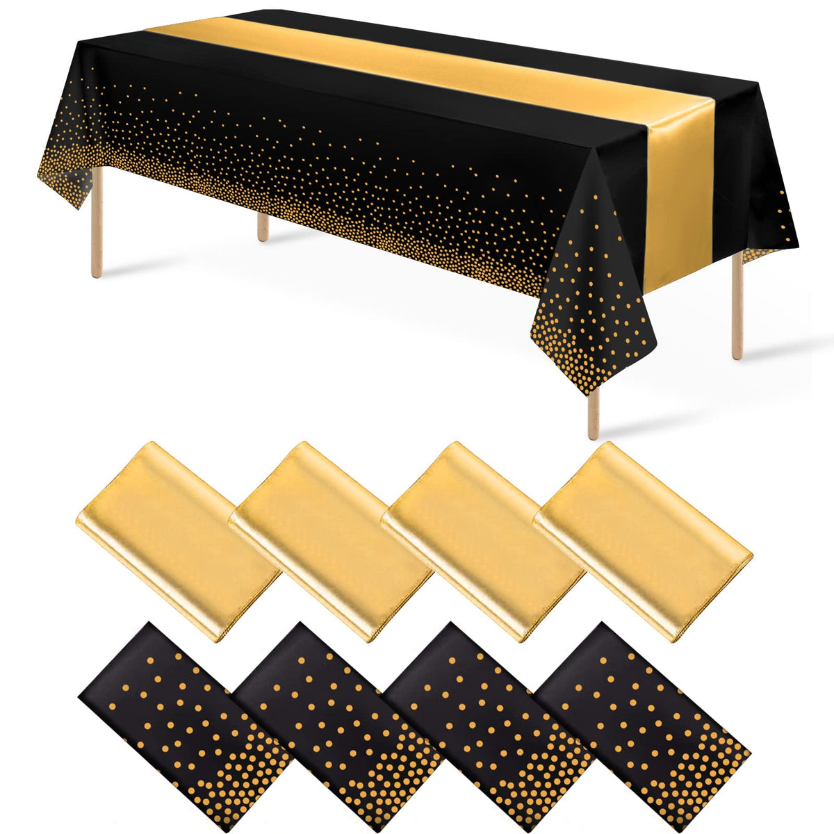 MASHAN 8Pack and 12Pack Tablecloth and Table Runner